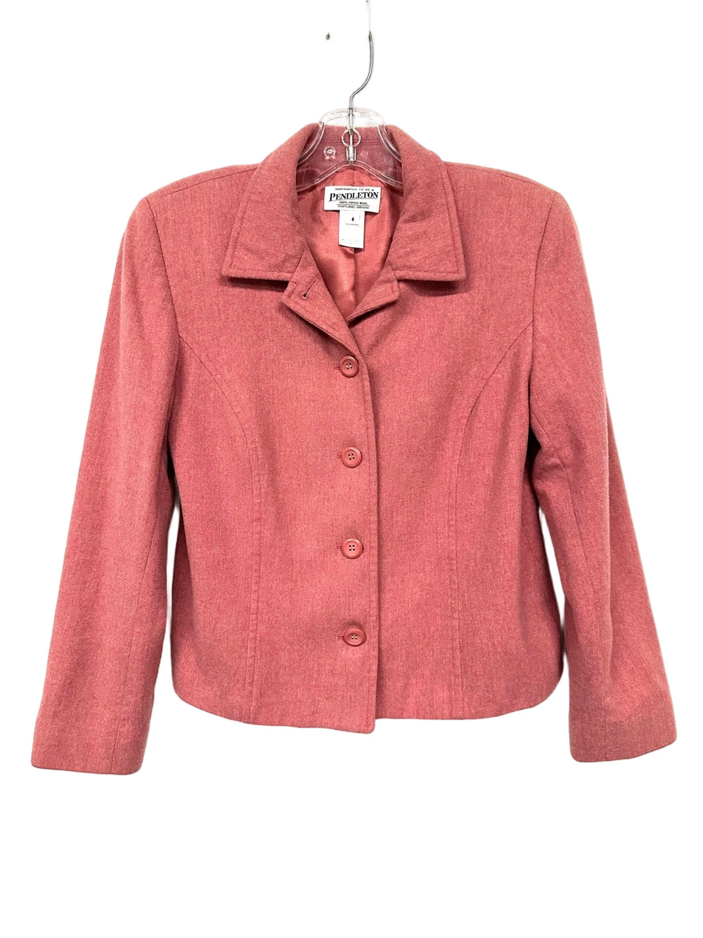 Pendleton Rose Pink Virgin Wool Boxy Blazer Womens Size 4 Academia Preppy